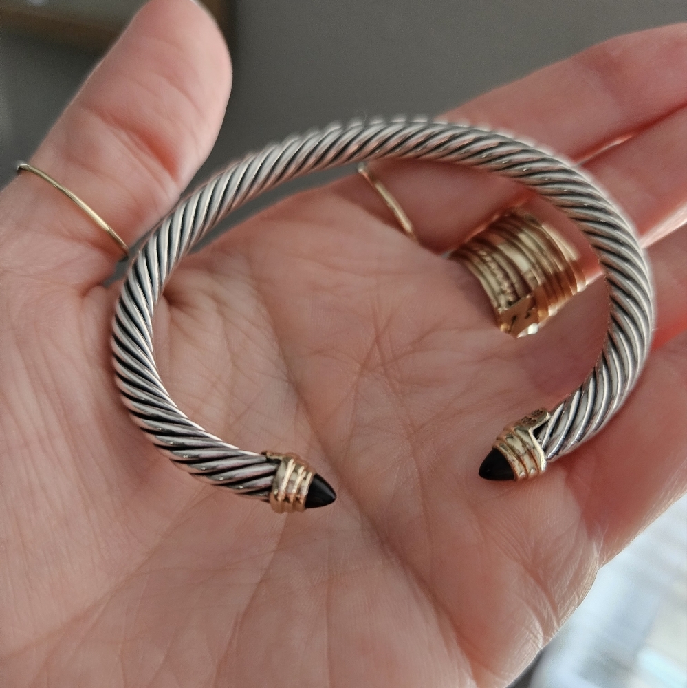 Onyx David Yurman Classics Cable Bracelet 5mm 14k yellow gold Like New